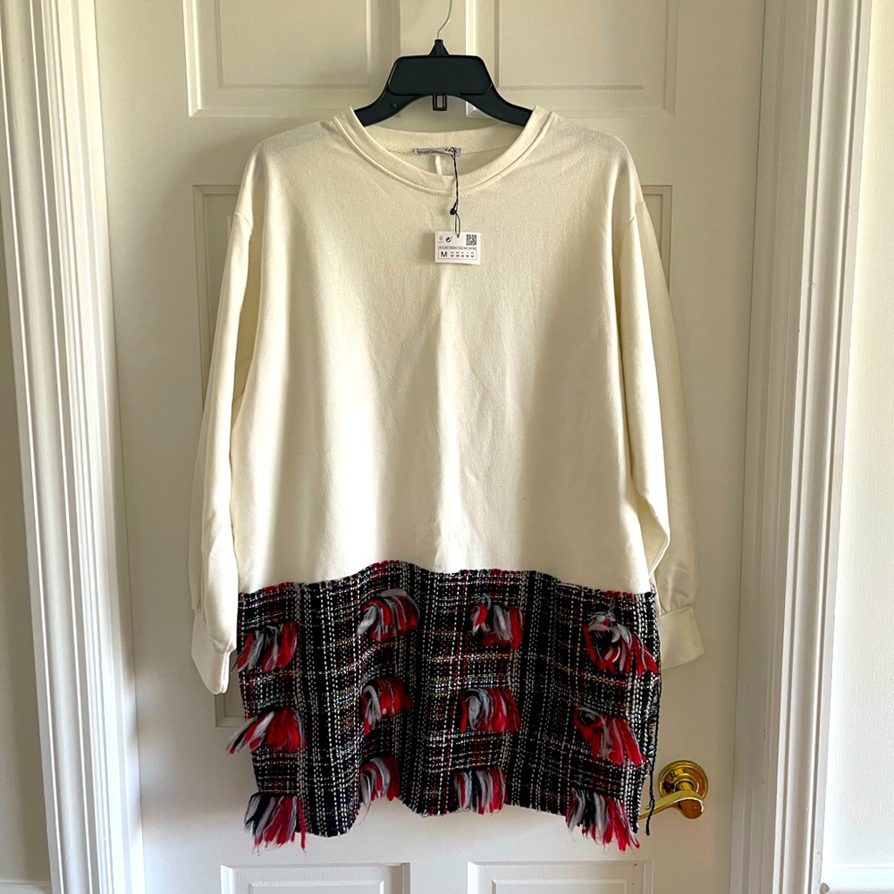NWTs Zara Long Sleeve Embellished Sweater Dress (M